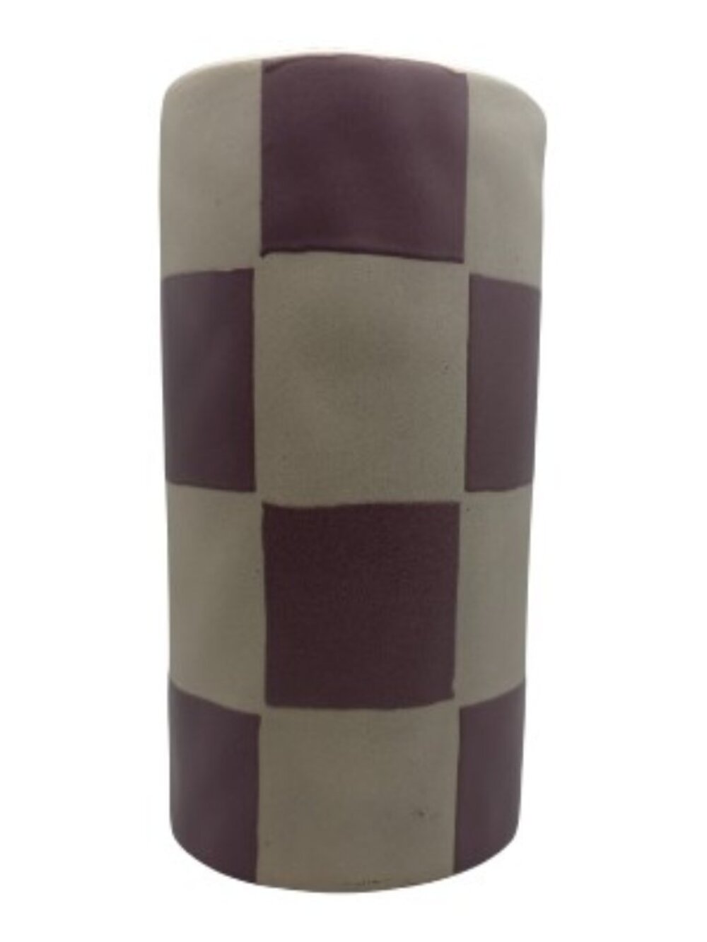 Nordstrom Purple White Check Utensil Holder Vase NWOT 4" X‎ 8" H
